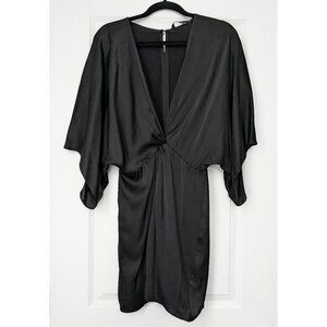 Silky Wrap Front Kimono Style Dress - Dark Minimalist, Witchy, Gothic Boho